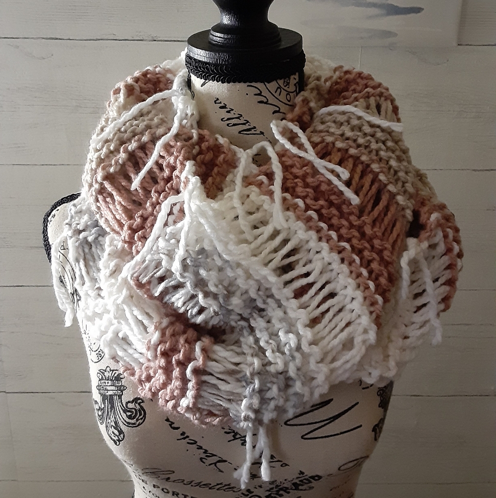 Handknit Fisherman Infinity Scarf